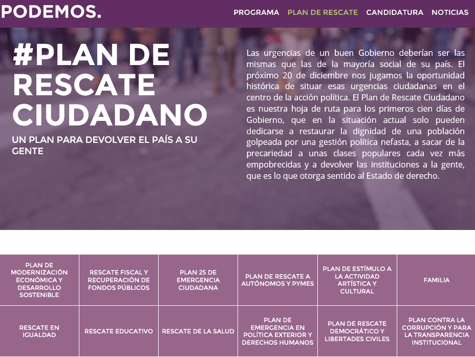 PLAN DE RESCATE CIUDADANO: UN PLAN PARA DEVOLVER EL PAÍS A SU GENTE