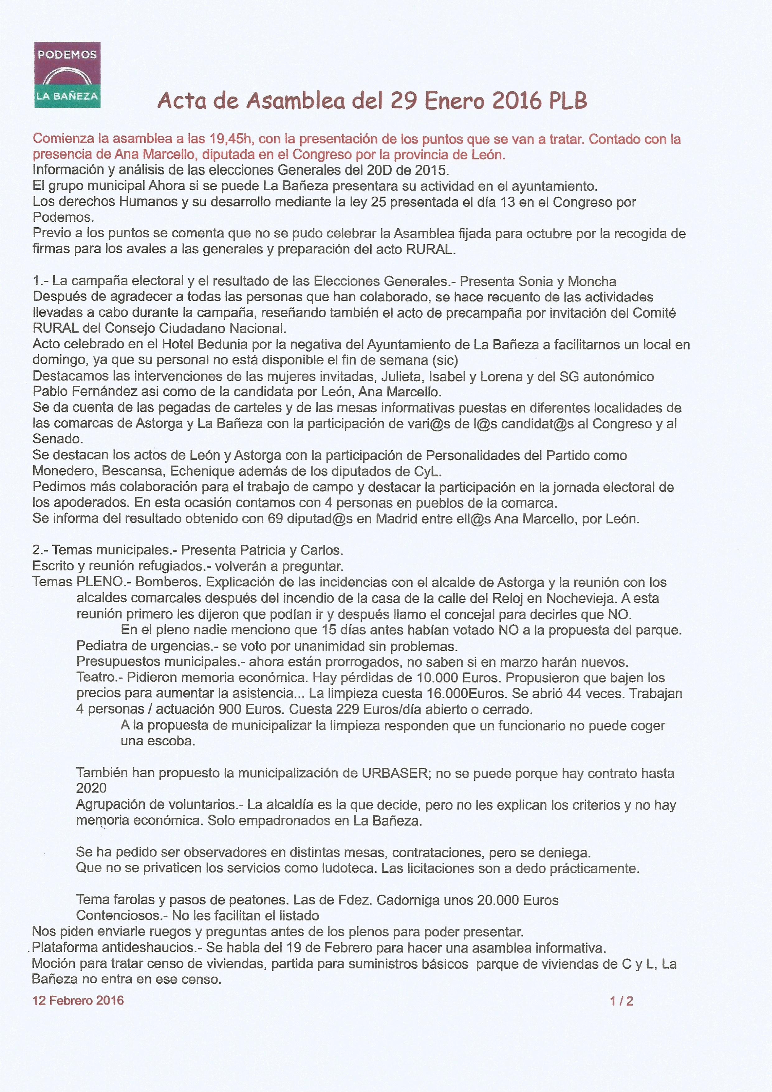 Acta Asamblea Enero 2016